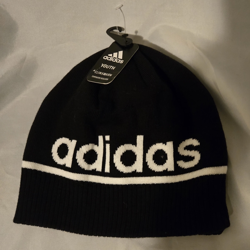 Adidas Black and White Knit Beanie
